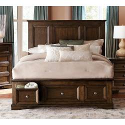 Eunice Eastern King Platform Bed with Footboard Storages - Espresso
